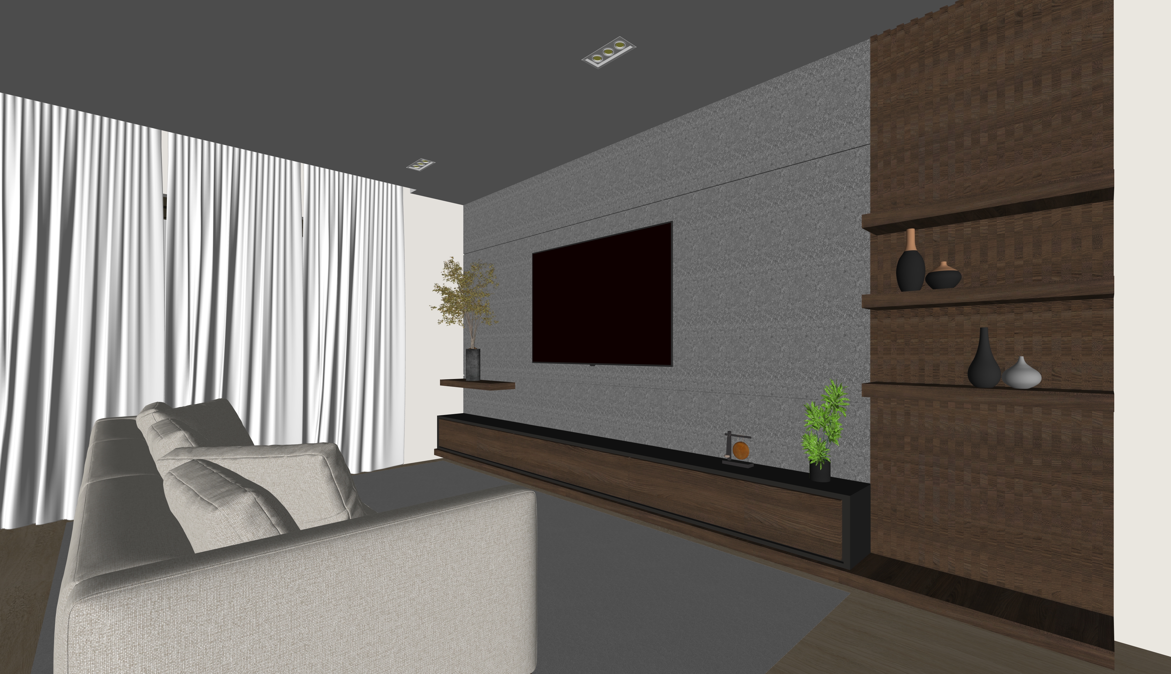 Projeto de sala criado em SketchUp